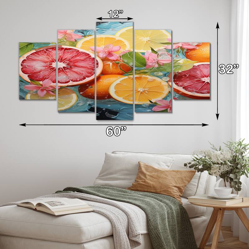 Designart "Tropical Citrus I" Fruits Metal Wall Décor Set Bed Bath